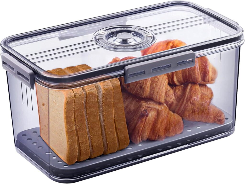 Best Bread Box – Bread Box Bread Boxes for Kitchen Counter Airtight, Time Recording Bread Storage Container with Lid, Grey Review