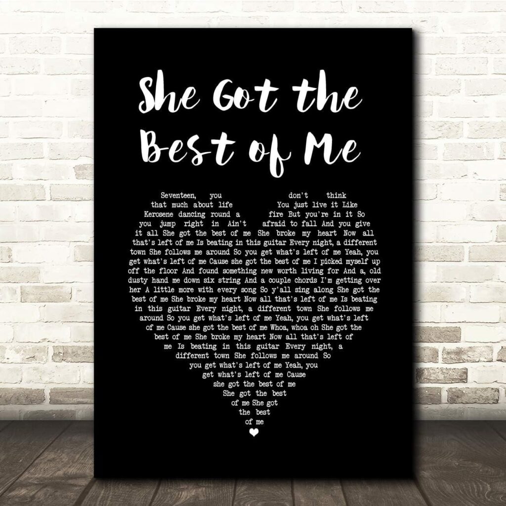 Best Wall Art – She Got The Best of Me Black Heart Music Print Review