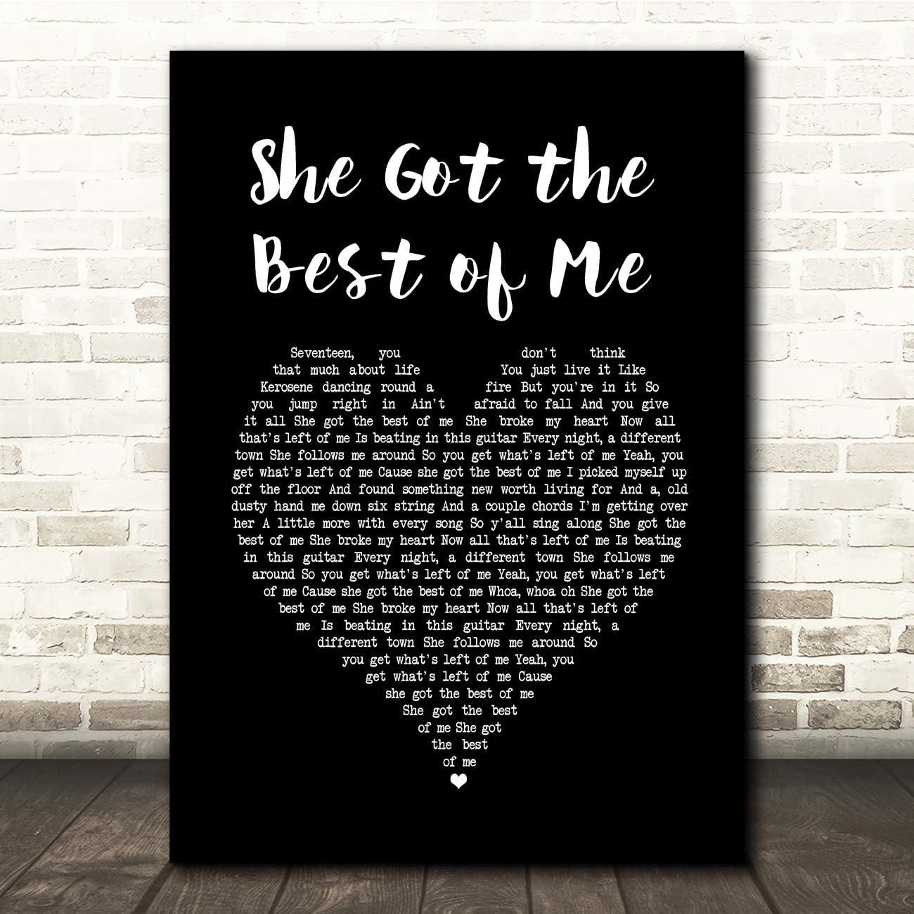 Best Wall Art – She Got The Best of Me Black Heart Music Print Review