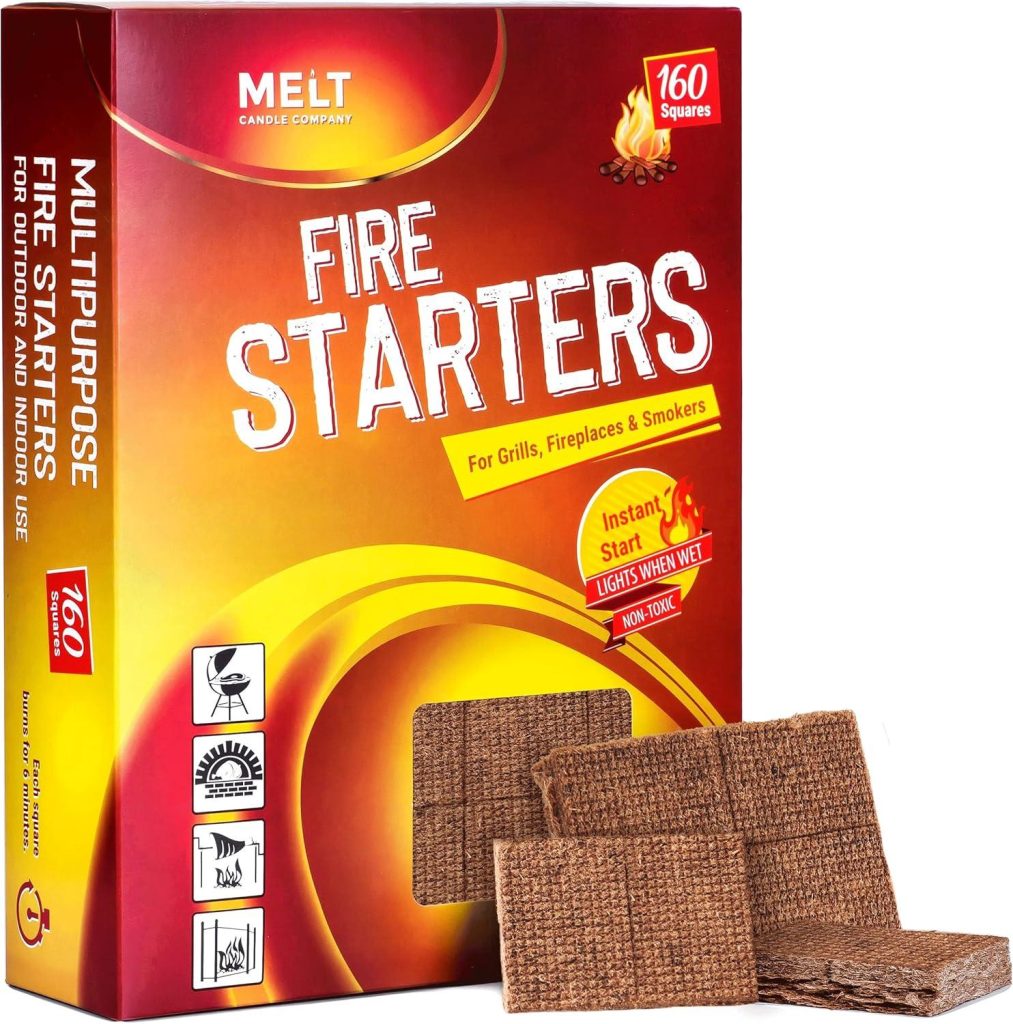 Best Camping Accessories – Melt Candle Company Fire Starter Squares, 160 Pieces Review